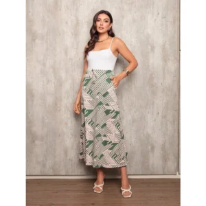 Saia Longa Estampada Verde