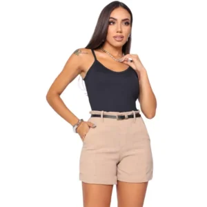 Short Feminino Linho Nude