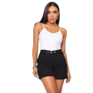 Short Feminino Linho Preto