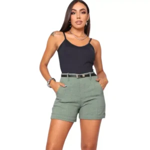 Short Feminino Linho Verde Menta