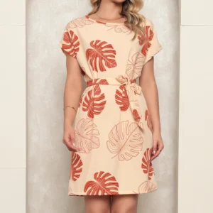 Vestido Confortável Crepinho Bege