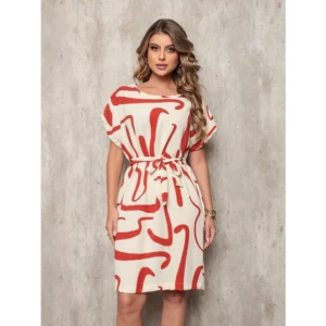 Vestido Duna Branco e Vermelho