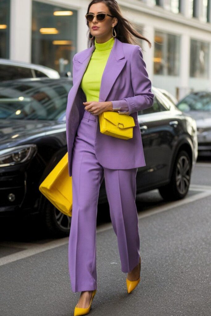 Looks com Calça Roxa - calça lavanda com blazer Looks com Calça Roxa - calça lavanda com blazer